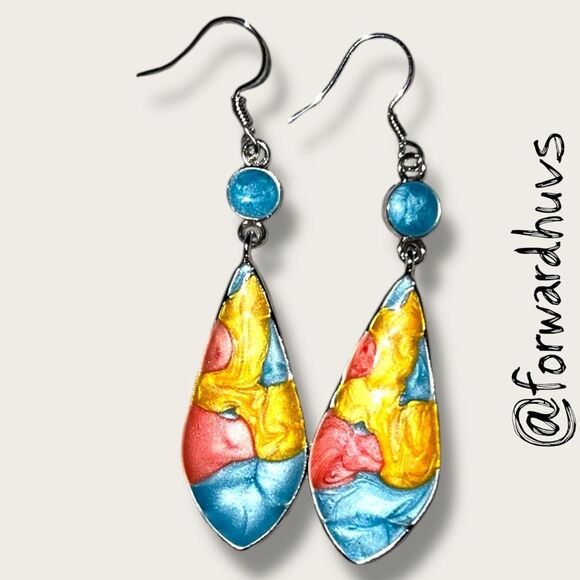 Bundle Sale 3 for $15 | Handcrafted Enamel Earrings – Colorful Abstract Design - Picture 3 of 6
